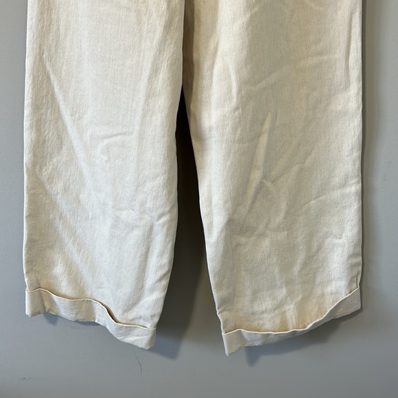 Anthropologie Eva Franco Wide Leg Crop Chino Pants Cream High Rose Sz 4 NEW - Picture 9 of 14